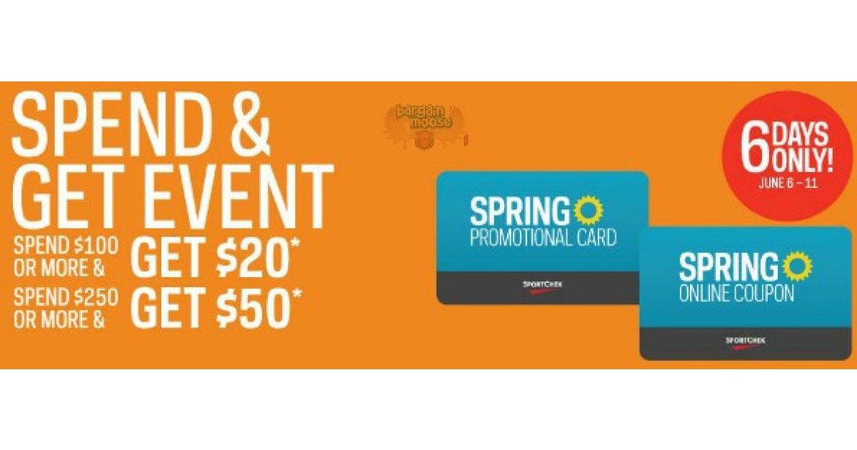 Sport Chek Canada Get 20 to 50 in Gift Cards when you spend 100 or more
