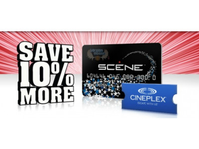 Cineplex: Save Additional 10% with Scene Cards Every Tuesday