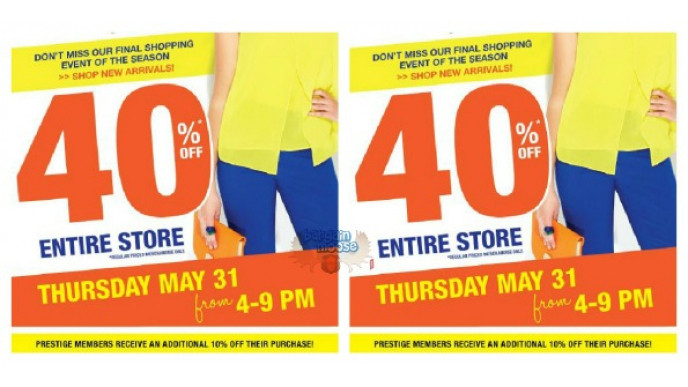 Suzy Shier Canada: Save 40% Off Everything (May 31st 4-9pm)