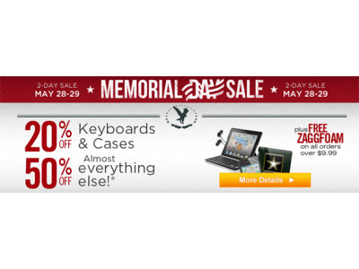 Memorial Day Sale @ Zagg.com: 20% to 50% Off Site-Wide (US)