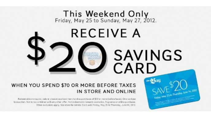 The Bay Canada: $20 Saving Card for $70 Purchase Online & In Store
