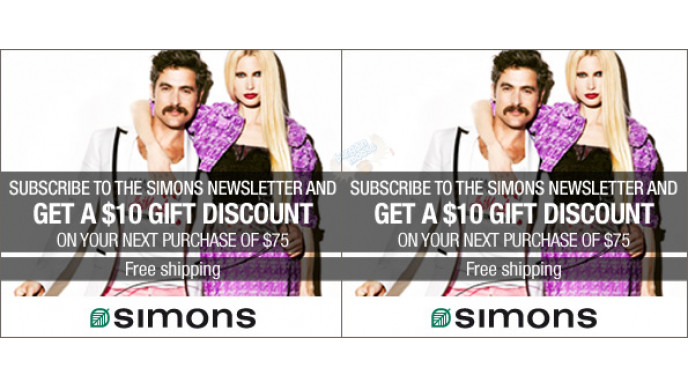 Simons.ca Newsletter Discount: Get $10 off $75+ Online