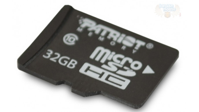 Patriot 32GB MicroSD Card for $31 (!!!) at Amazon.ca (75% off)