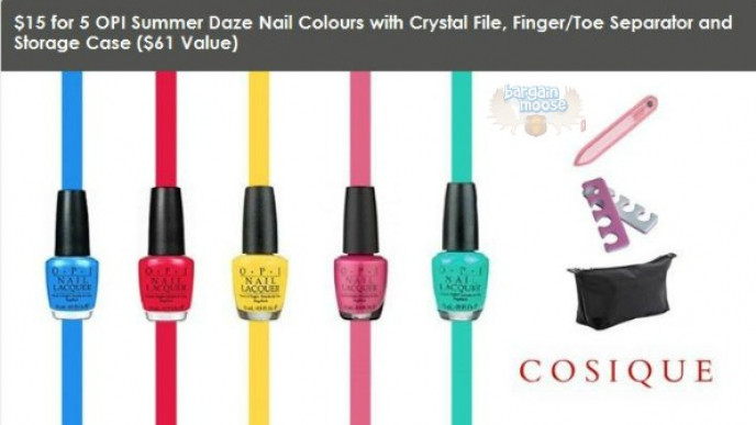 Team Buy: $15 for 5 OPI Summer Daze Nail Colours with Bonus Accessories ($61 Value)