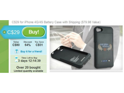Groupon: $29 for iPhone 4G/4S Battery Case with Shipping ($79.98 Value) 