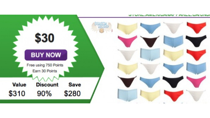 Dealathons Canada: $30 For 31 pairs of Underwear From American Apparel ($310 Value)