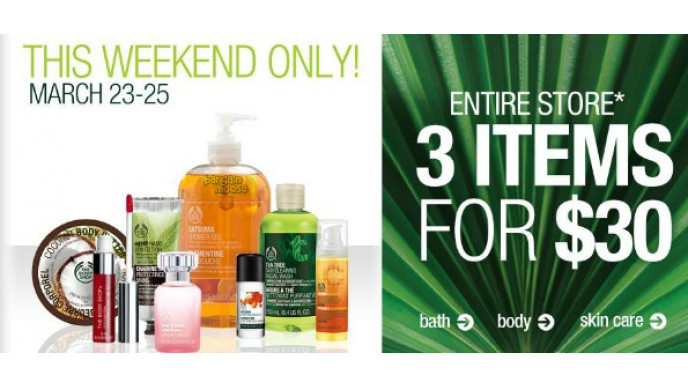 The Body Shop Canada: Entire Store 3 for $30 This Weekend Only