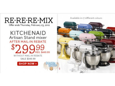 The Bay Canada: Kitchenaid Artisan Mixer $300 After Mail In Rebate Rebate (reg. $450)