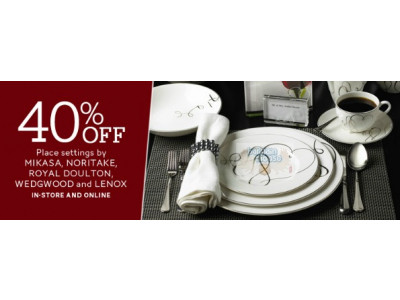 The Bay Canada: Save 40% on Select Place Settings Until 9th February
