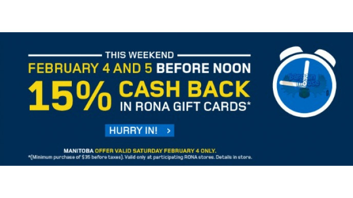 Rona Canada Spend 35 & Get 15 Back In Rona Gift Cards