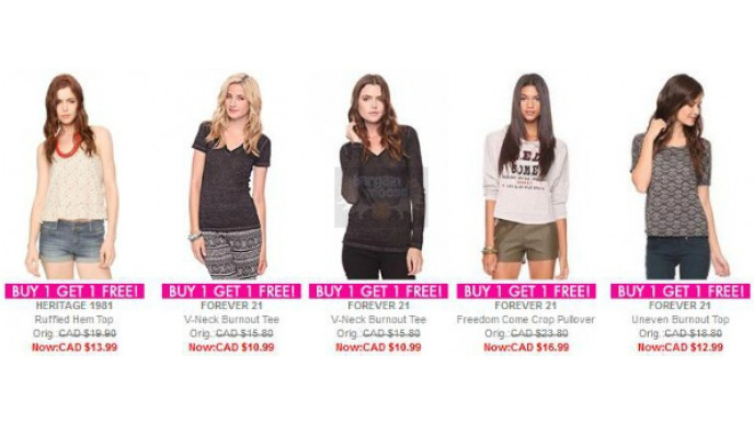 Forever 21 Canada: Buy 1 get 1 Free Sale
