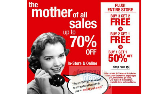 The Body Shop Canada: Buy 3 get 2 Free, Buy 2 get 1 Free, Buy 1 get 1 50% Off
