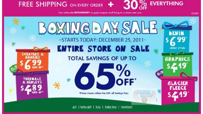 Children's Place Canada: 30% Off and Free Shipping Boxing Day Deal