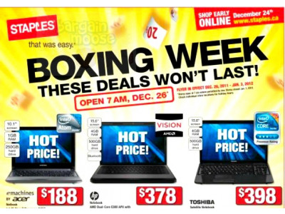 Staples Canada: Boxing Day Sales Online Start 24th December