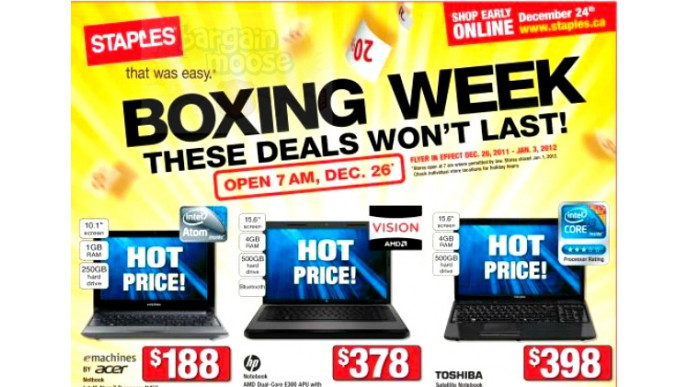 Staples Canada: Boxing Day Sales Online Start 24th December