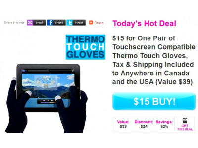 The SocialShopper Canada: Save 62% Off Thermo Touch Gloves