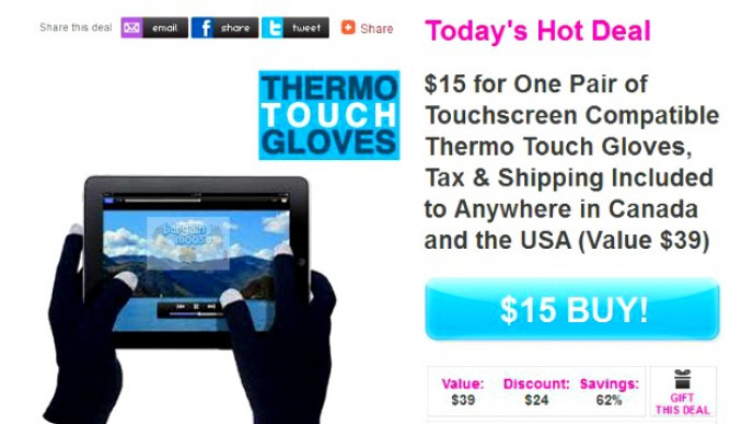 The SocialShopper Canada: Save 62% Off Thermo Touch Gloves