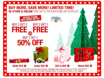 The Body Shop Canada: Buy 3 Get 2 Free, Buy 2 Get 1 Free, or BOGO 50% off