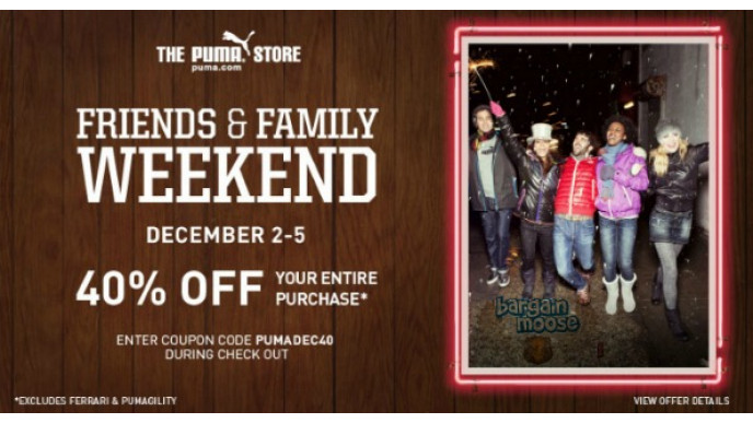 Puma friends and discount family coupon code