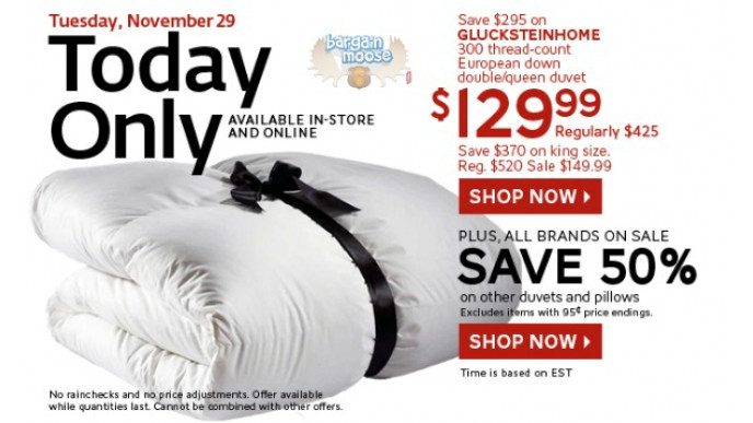 The Bay Canada: One Day Sales & $295 - $370 Off Gluckstein Home Duvet