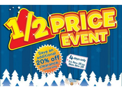 Toys R Us Canada:Black Friday Weekend Half Price Event Nov 25-28