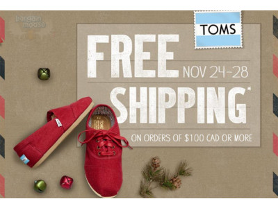 Toms.ca Free Expedited Shipping This Weekend ($100 Spend)