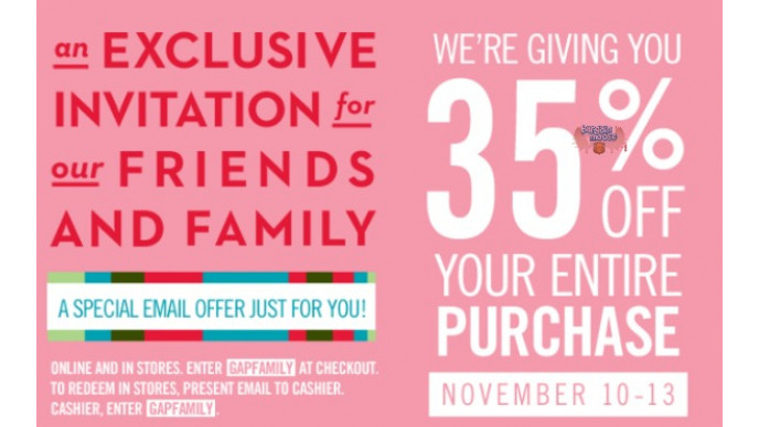 Gap Canada: Family and Friends Event Save 35% (Nov 10-13)