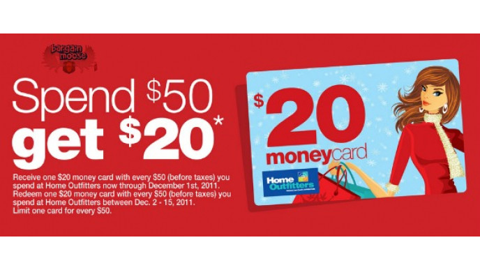 Home Outfitters Canada: Spend $50 Get $20