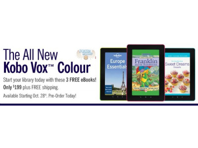 Chapters Canada: Pre Order Kobo Vox Colour and Get 3 Free Books