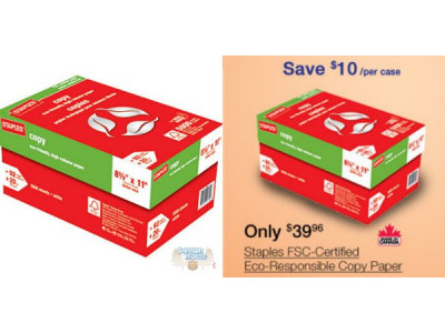 Staples Canada: Staples FSC-Certified Eco-Responsible Copy Paper (5000 Sheets/ 1 Case) $39.96 (Save $10)