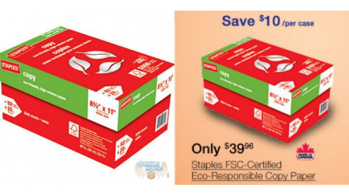 Staples Canada: Staples FSC-Certified Eco-Responsible Copy Paper (5000 Sheets/ 1 Case) $39.96 (Save $10)