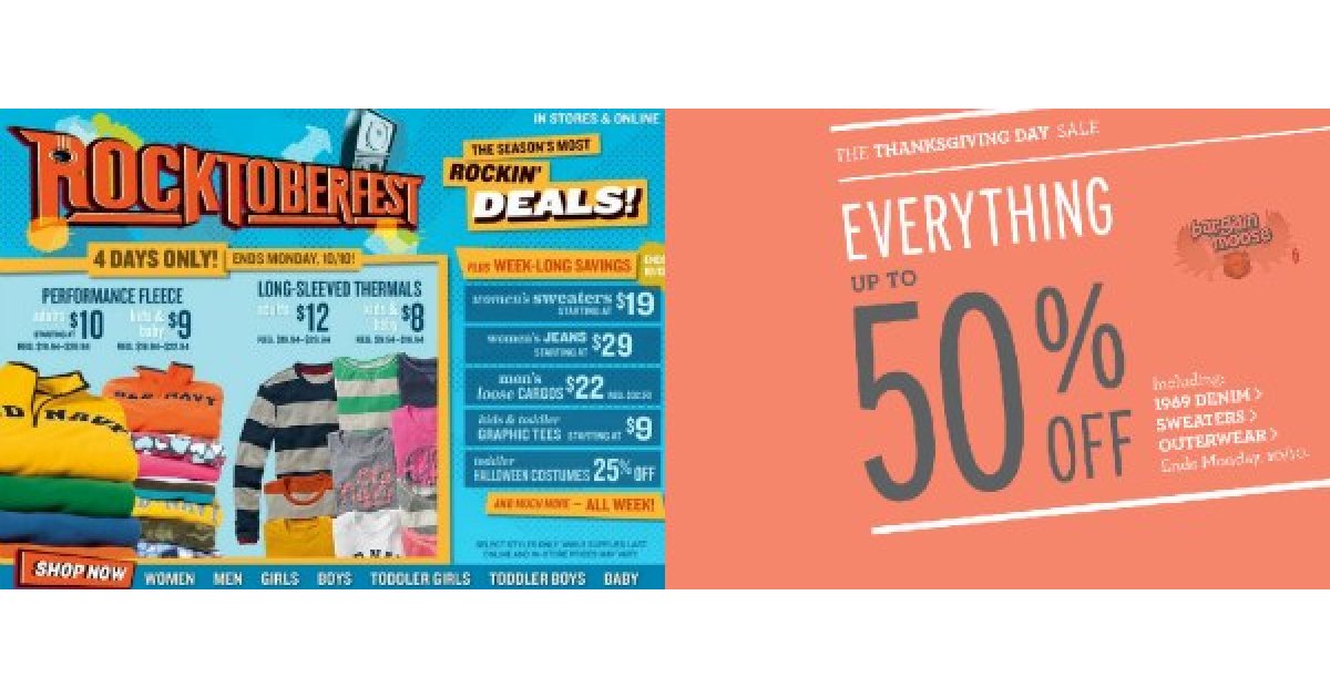 Old Navy & The Gap: Thanksgiving Weekend Sales