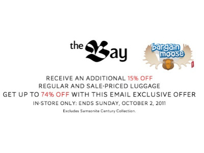 The Bay: Extra 15% Off Regular And Sale Luggage Coupon