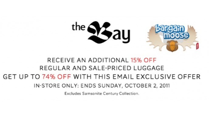 The Bay: Extra 15% Off Regular And Sale Luggage Coupon