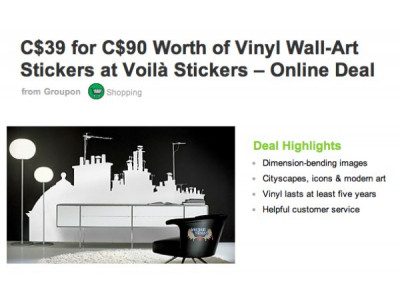 Groupon: $39 for $90 Worth of Vinyl Wall Art-Stickers @ Voila
