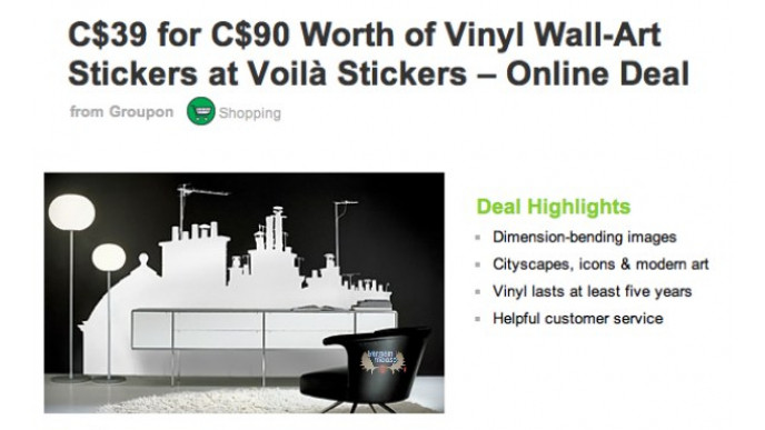 Groupon: $39 for $90 Worth of Vinyl Wall Art-Stickers @ Voila