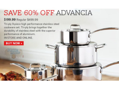 The Bay Canada: 60% Off Advancia 9 Piece Cookware Set - Now $199.99