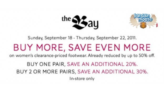 The Bay Canada: Save An Extra 20-30% Off Women's Clearance Footwear