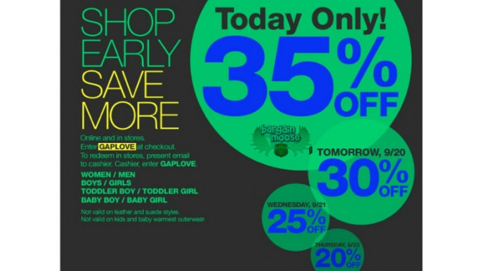 Gap Canada: Shop Early Save More 35% - 20% Off