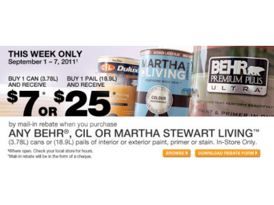 Home Depot Canada: Save $7 - $25 Paint Rebate