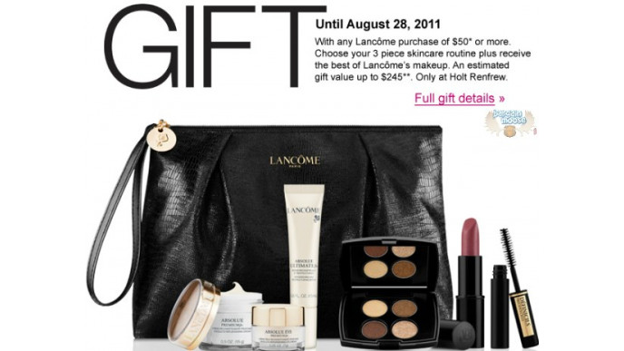 Holt Renfrew: Lancome Gift Valued at $245 With $50 Lancome Purchase