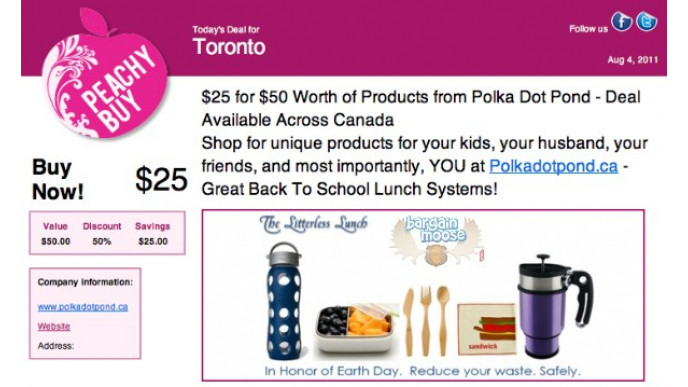 Peachy Buy: $25 for $50 Worth of Products from Polka Dot Pond