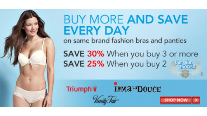 Sears Canada: 30% Off 3, 25% Off 2 - Fashion Bras + Panties