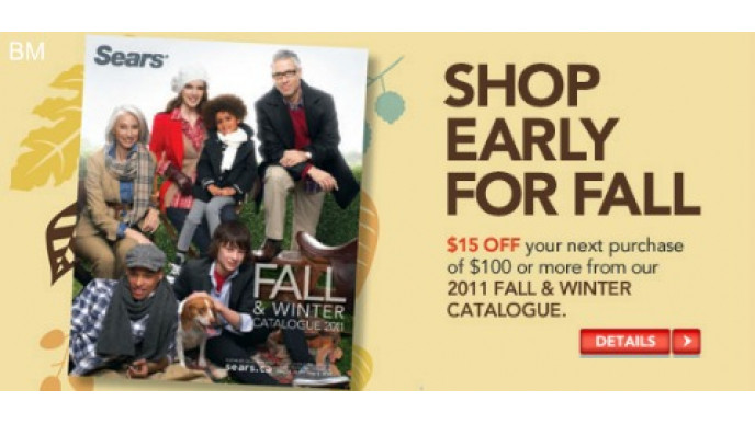 Sears Canada: $15 Off Sears Fall Catalogue Purchase of $100+