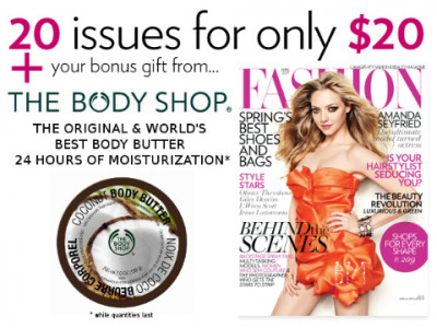 Fashion Magazine Canada: 20 Issues (2yrs) for $20 + Free Body Shop Body Butter