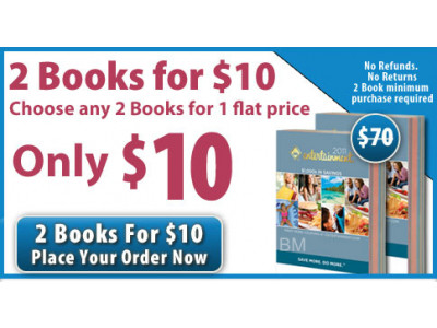 Entertainment Book: 2 for $10 + $1 Shipping. 