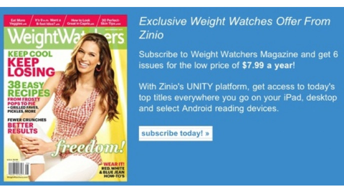 Zinio Digital Magazines: $7.69 Weight Watcher Magazine Subscription