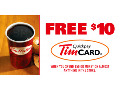 Shoppers Drug Mart: Get $10 Tim Hortons Card With $50 Spend