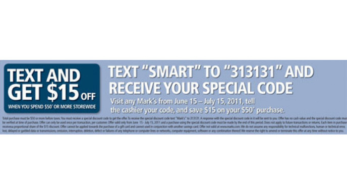 Marks Work Wearhouse: $15 Off $50