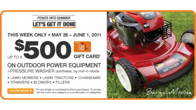 Home Depot Canada: Free Gift Card With Outdoor Equipment Purchase
